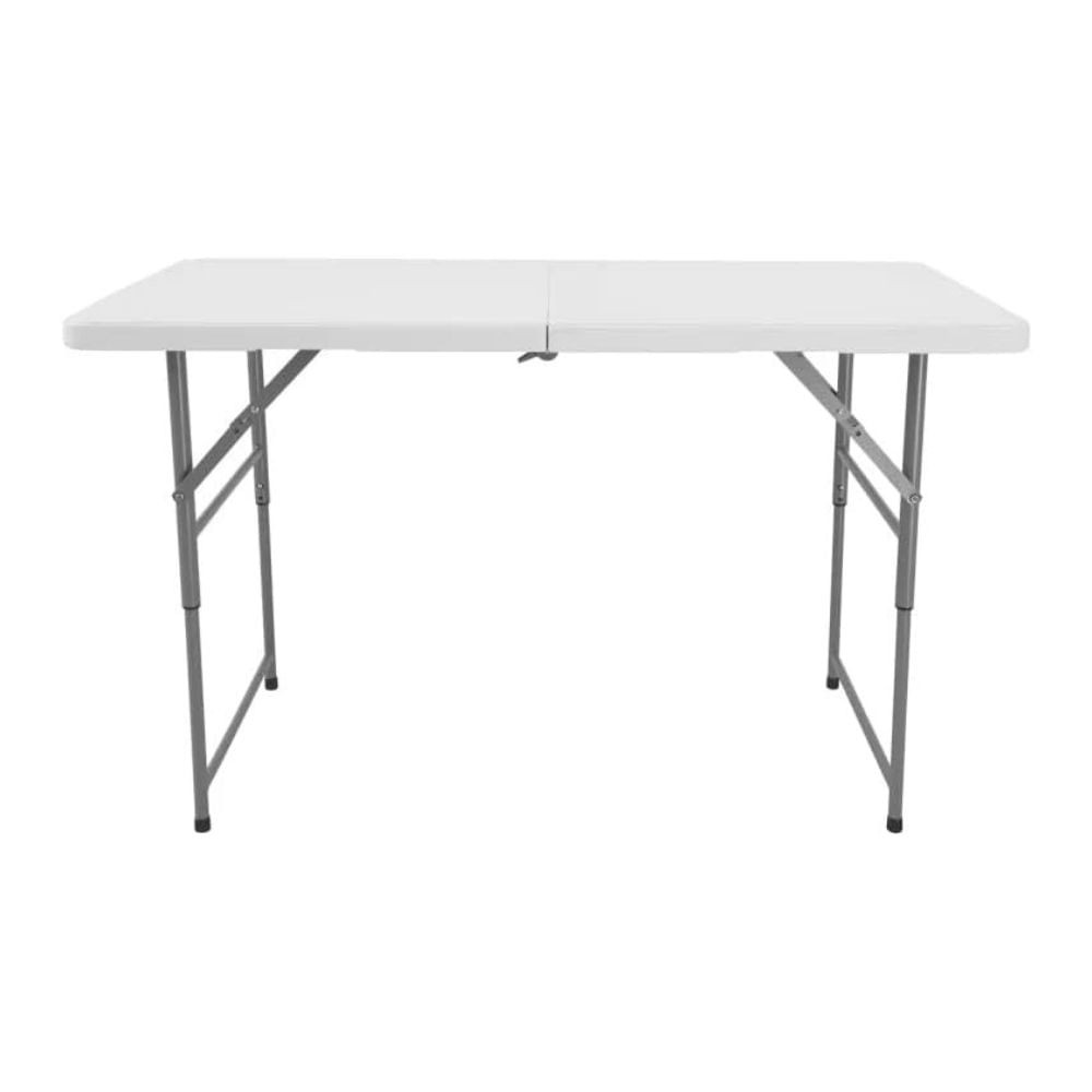 Conjunto de Mesa de Aço Dobrável 120x75cm com 4 Cadeiras Dobráveis Brancas Coisas e Coisinhas