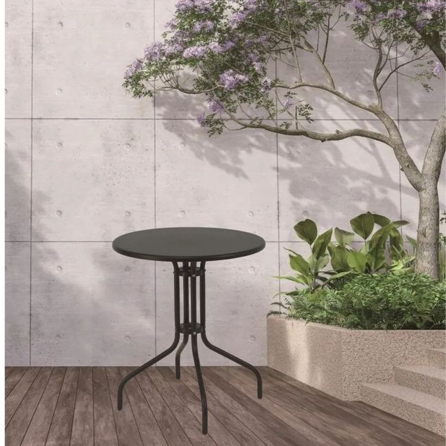 Mesa Lateral de Apoio Redonda Industrial Tolix Aço Preto 60x70cm Coisas e Coisinhas