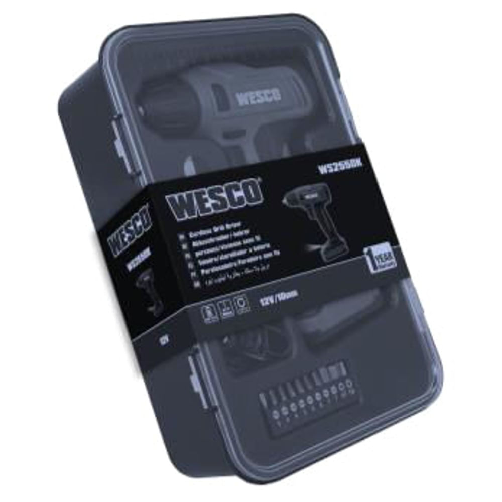 Parafusadeira Furadeira 10mm 12v Com Kit Wesco