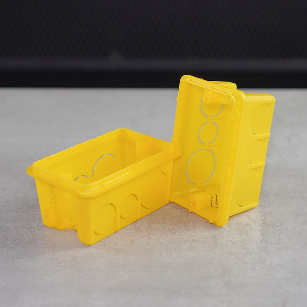 Caixa De Embutir 4X2 Retangular Amarela Alta Tramontina