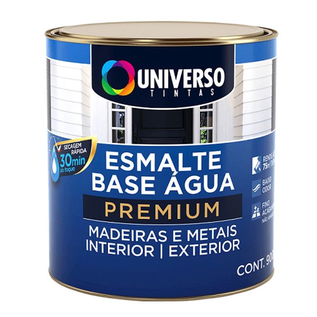 Tinta Esmalte Base Água Branco Acetinado 900ml Universo Tintas