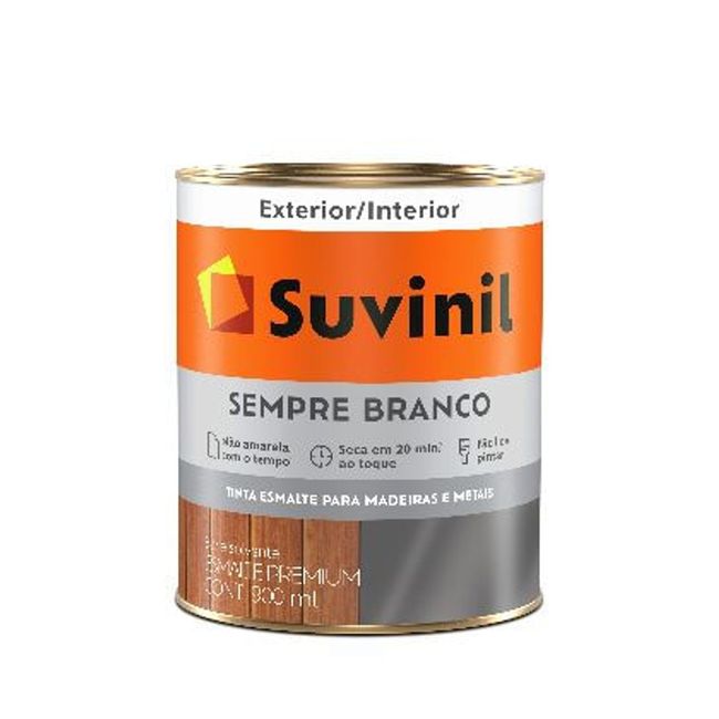 Tinta Esmalte Sintético Sempre Branco Acetinado Interior e Exterior 900ml Suvinil
