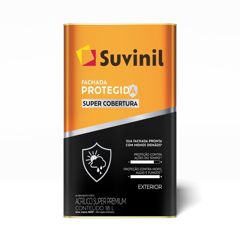 Tinta Acrílica Fachada Protegida Super Cobertura Branco Neve Fosco Exterior 18L Suvinil