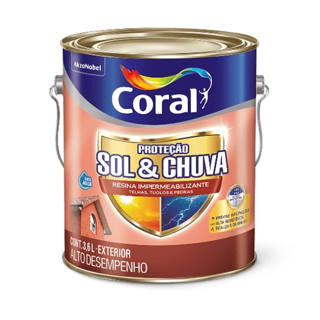 Resina Impermeabilizante Sol e Chuva Incolor 3,6l Coral