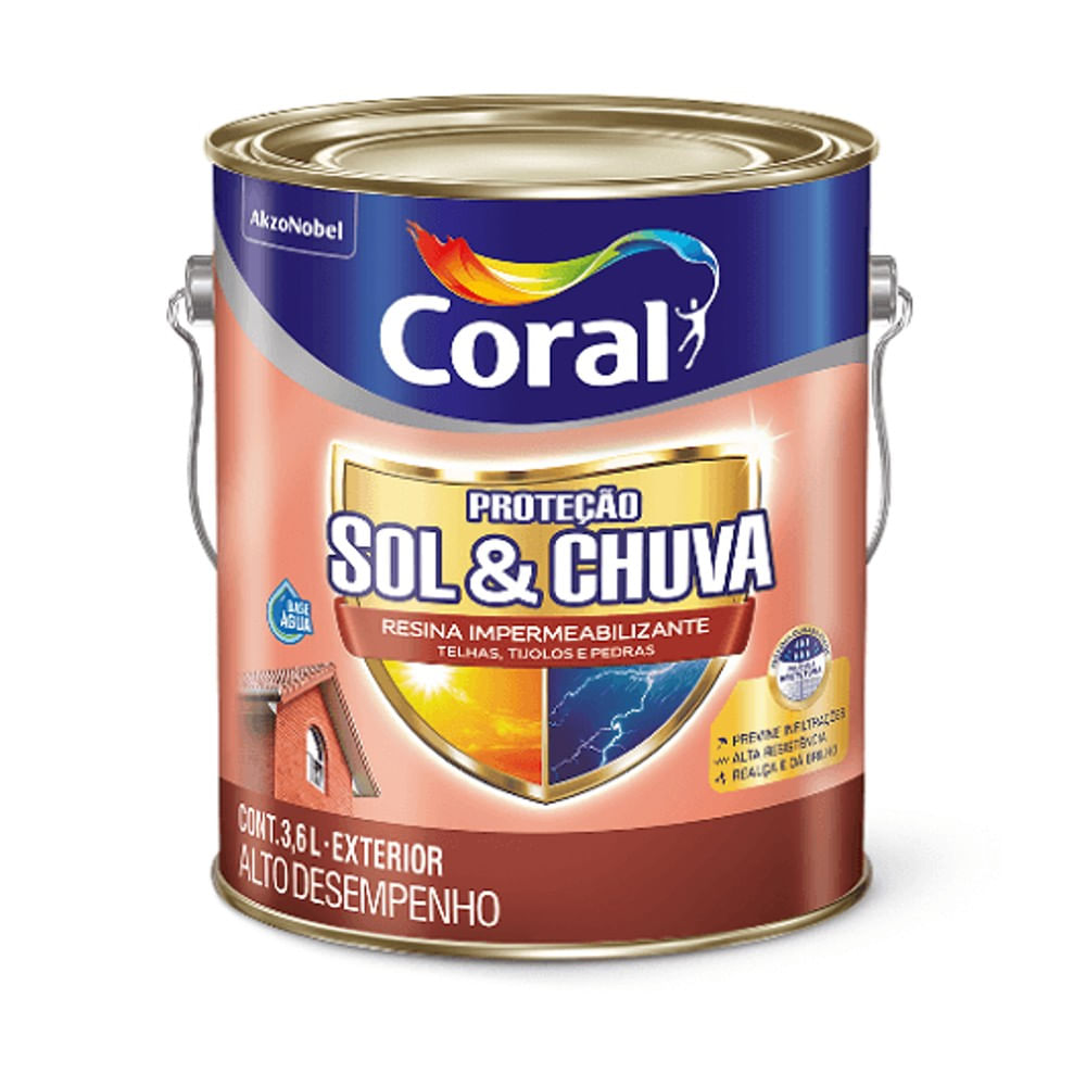 Resina Impermeabilizante Sol e Chuva Incolor 3,6l Coral
