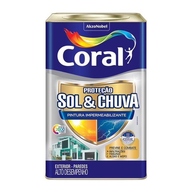 Tinta Acrílica Premium Proteção Sol e Chuva Exterior Branco Fosco 18l Coral