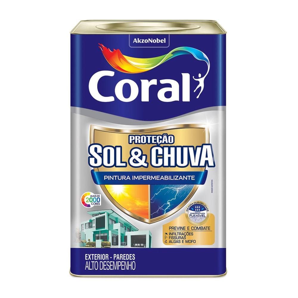 Tinta Acrílica Premium Proteção Sol e Chuva Exterior Branco Fosco 18l Coral