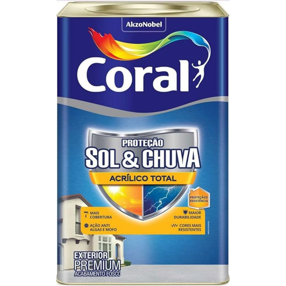 Tinta Acrílica Premium Proteção Sol e Chuva Exterior Algodão Egípcio Fosco 18l Coral