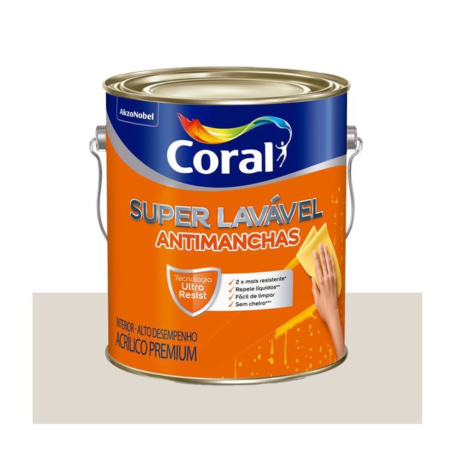 Tinta Acrílica Premium Super Lavável Antimanchas Interior Branco Gelo Eggshell 3,6l Coral
