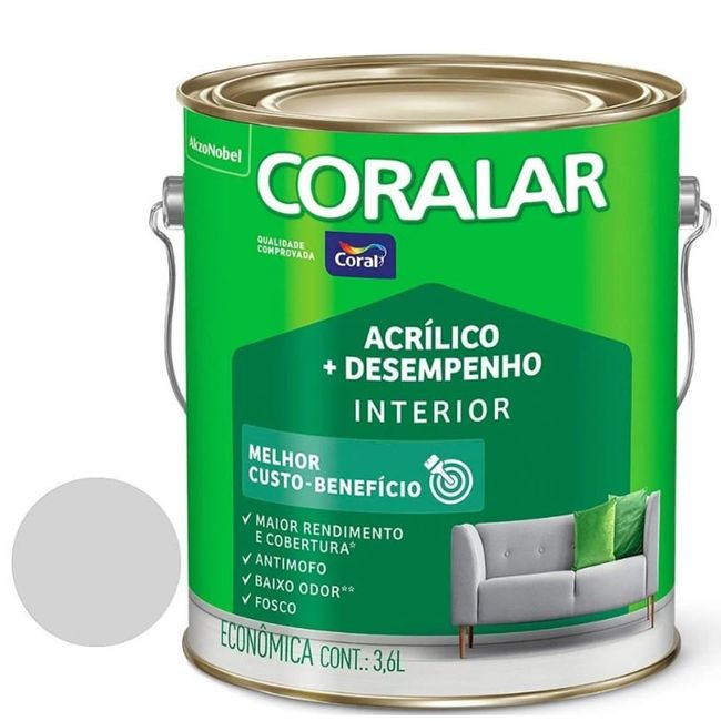 Tinta Acrílica Coralar Econômica Mais Desempenho Interior Neblina Paulista Fosco 3,6l Coral