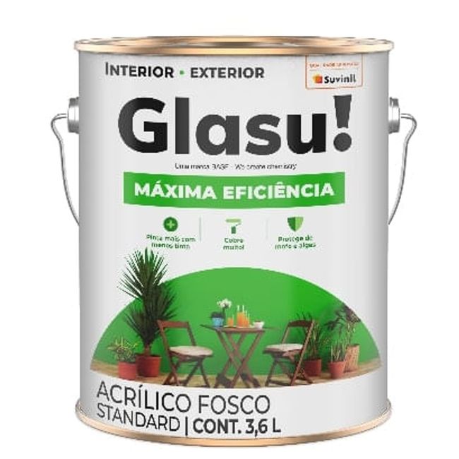 Tinta Acrílica Standard Glasu! Máxima Eficiência Interior e Exterior Camurça Fosco 3,6l Suvinil