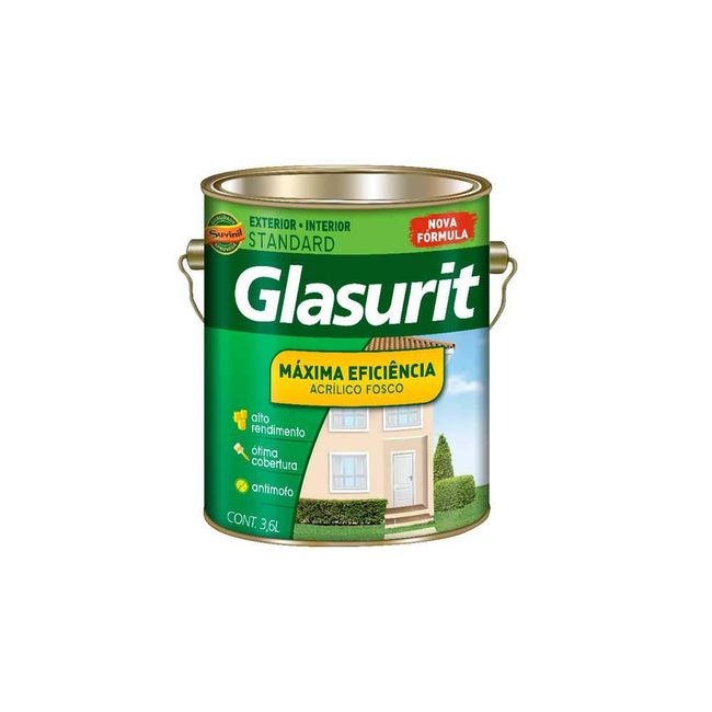 Tinta Acrílica Standard Glasu! Máxima Eficiência Interior e Exterior Branco Fosco 3,6l Suvinil