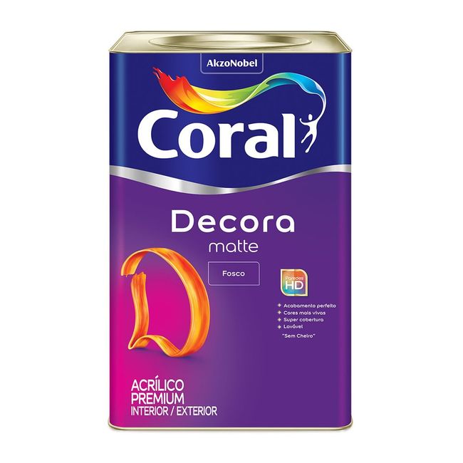 Tinta Acrílica Premium Decora Matte Interior e Exterior Palha Fosco 18l Coral