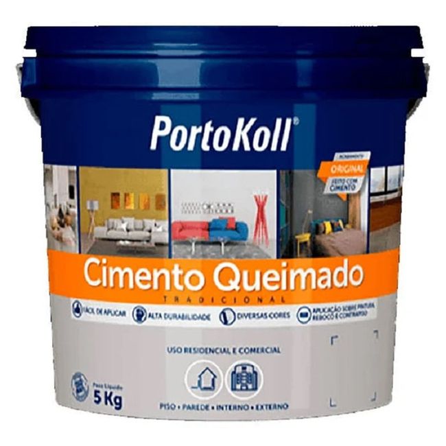 Textura Efeito Cimento Queimado Cinza Geada 5kg PortoKoll