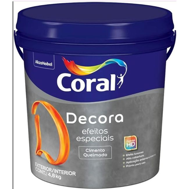Textura Efeito Efeito Cimento Queimado Decora Imensidão Cinza Cinza Fosco 4,8kg Coral