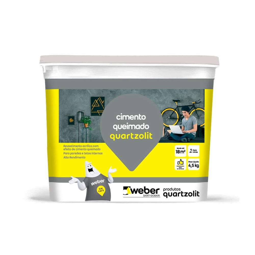 Revestimento acrílico semi-brilho cimento queimado cinza 4,5Kg Quartz