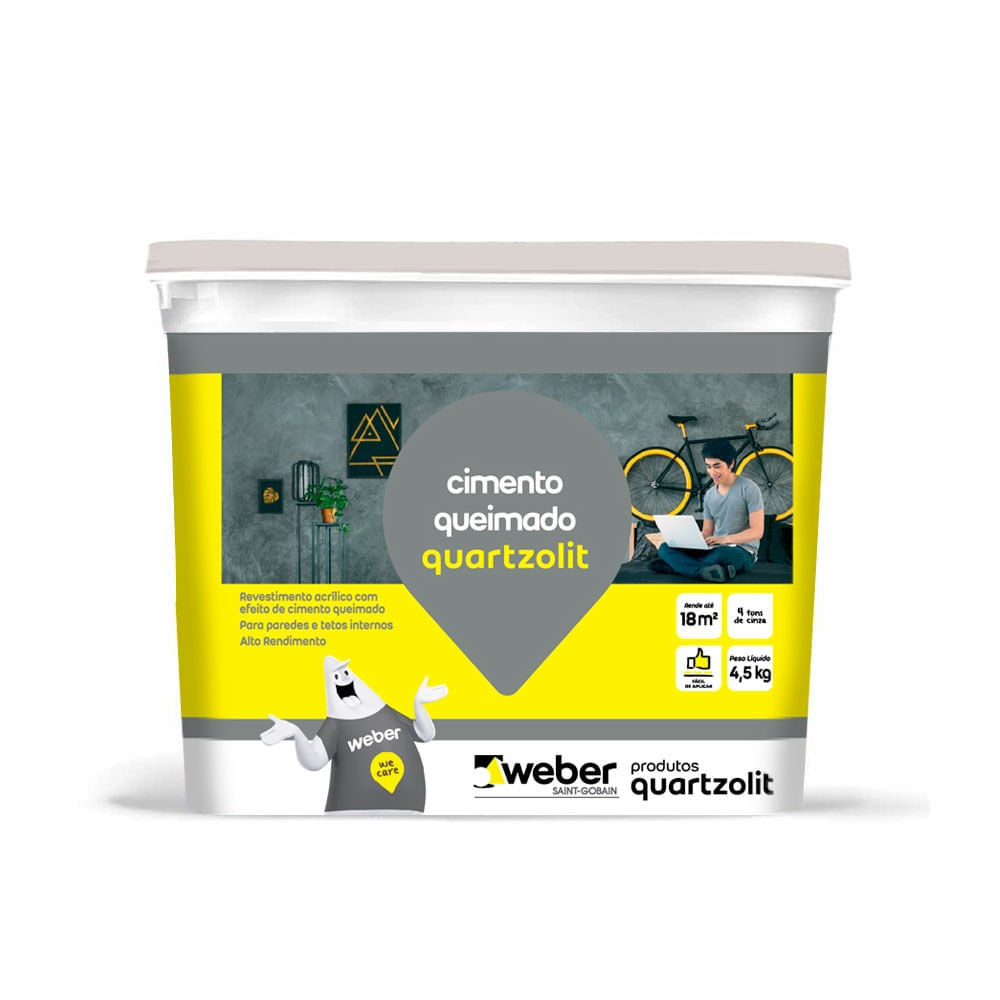 Revestimento acrílico semi-brilho cimento queimado cinza escuro 4,5Kg Quartz