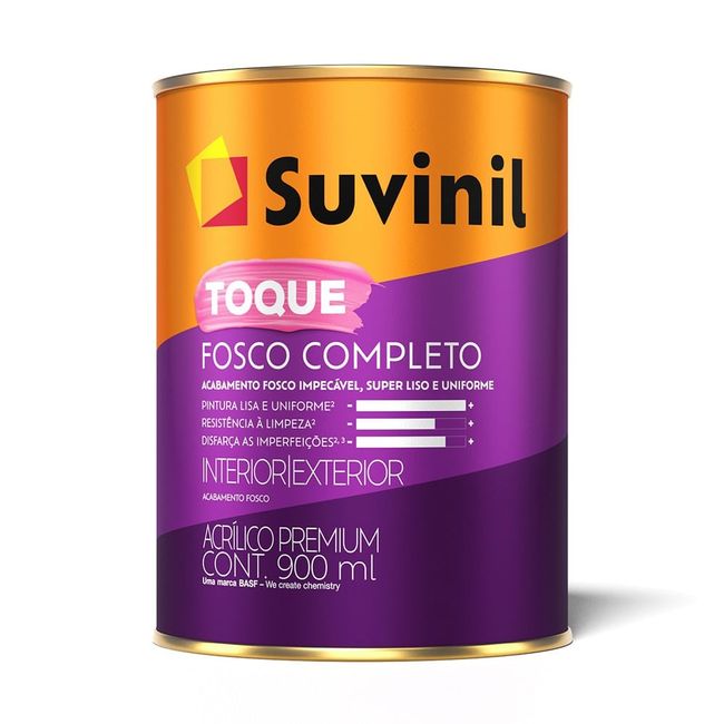 Tinta Acrílica Toque Fosco Completo Interior e Exterior Branco Neve 900ml Suvinil