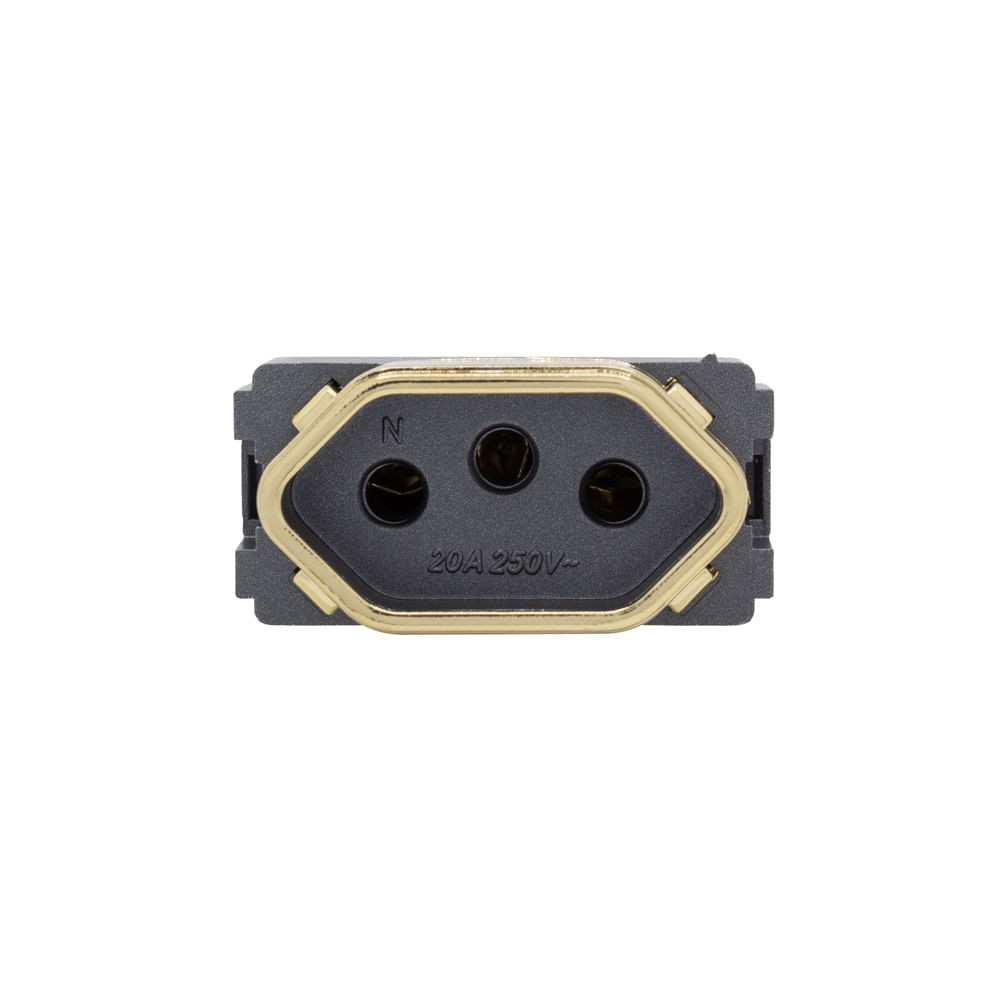 Módulo Tomada 2Pt 20A Preto Grafite Com Gold Novara Dicompel