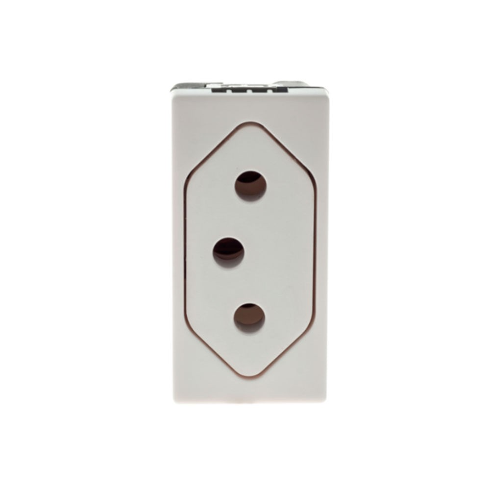Tomada 2P T fundo móvel 10A 250V branca Pial Plus