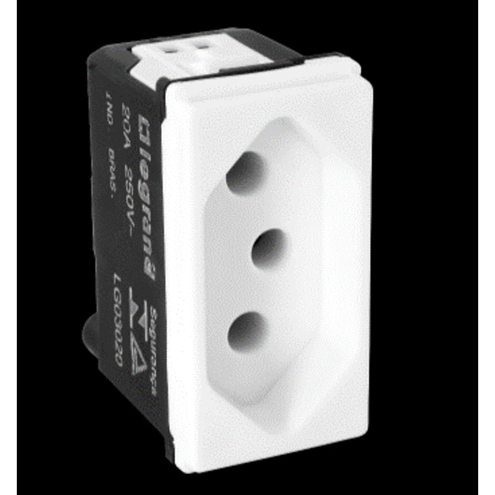 Módulo Tomada De Energia 2 Polos 20a Branco Pial Pop Legrand