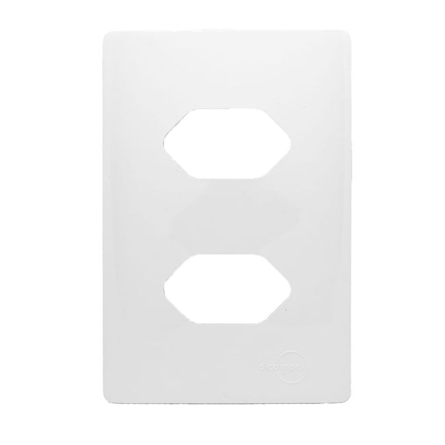 Placa 4x2 2 Tomadas Com Suporte Branca Novara Dicompel