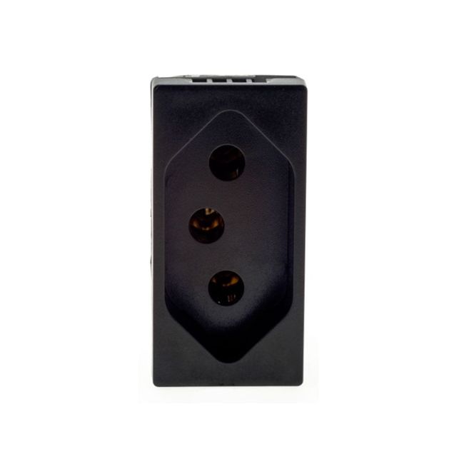 Módulo Tomada 2pt 10A/250V 4mm Preto Acetinado 615038pt Pial Plus Legrand