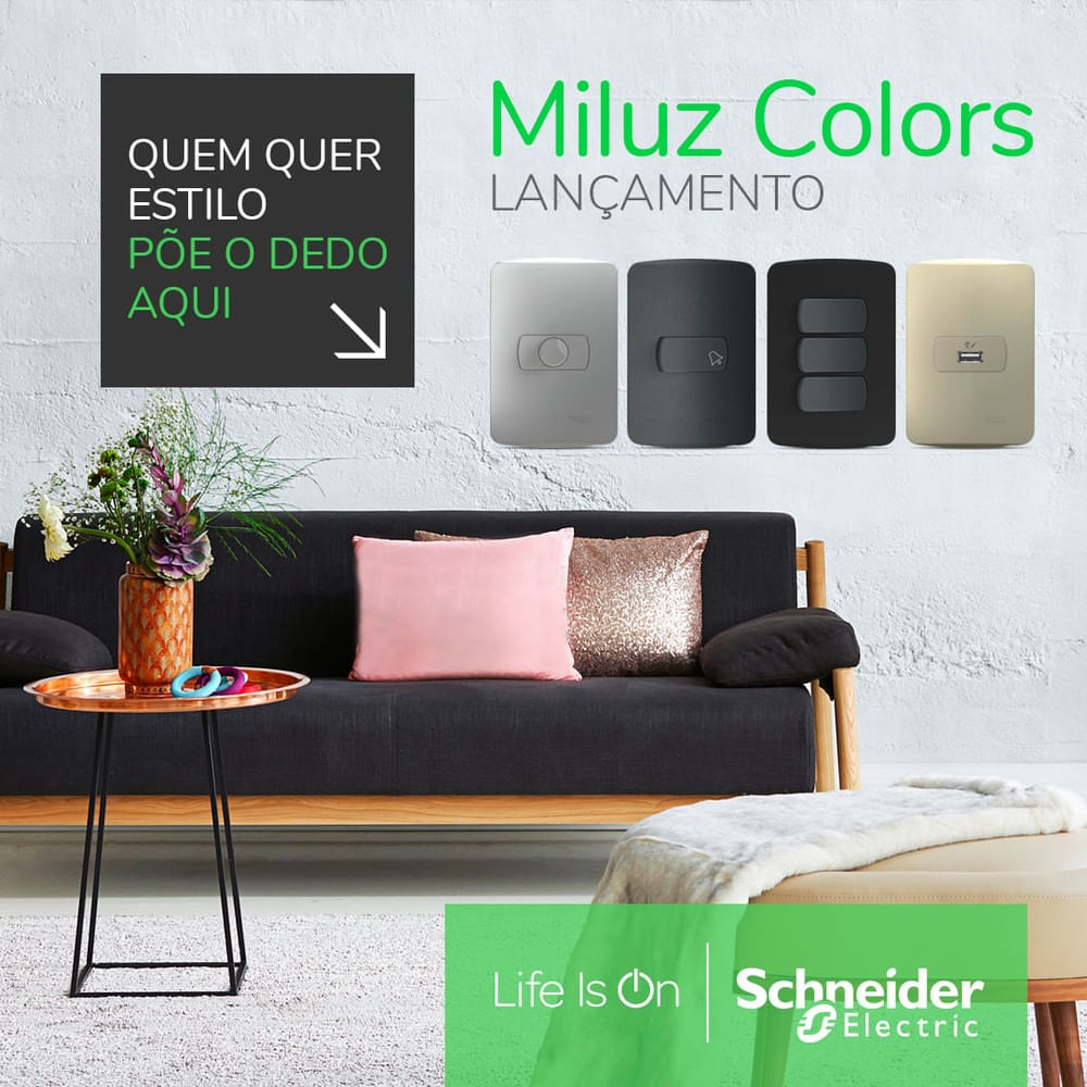 Placa 4x2 1 Posto Com Suporte Alumínio Miluz Colors Schneider