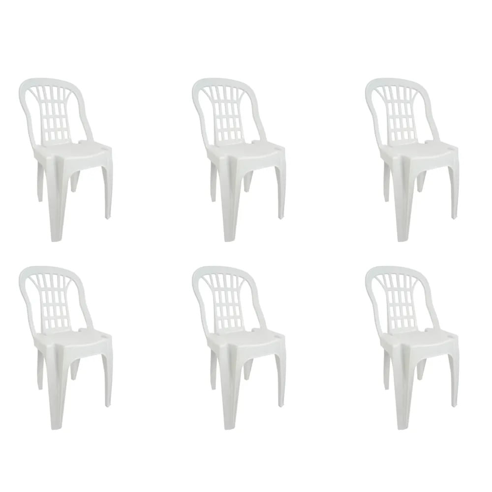 Kit 6 Cadeiras Bistrô Plásticas Serro Brancas Antares