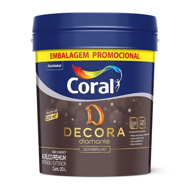 Tinta Acrílica Decora Diamante Semibrilho Branco 20L Coral