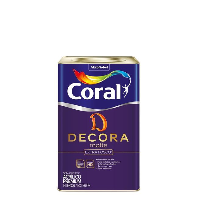 Tinta Acrílica Decora Matte Extra Fosco Branco Gatinho 18L Coral