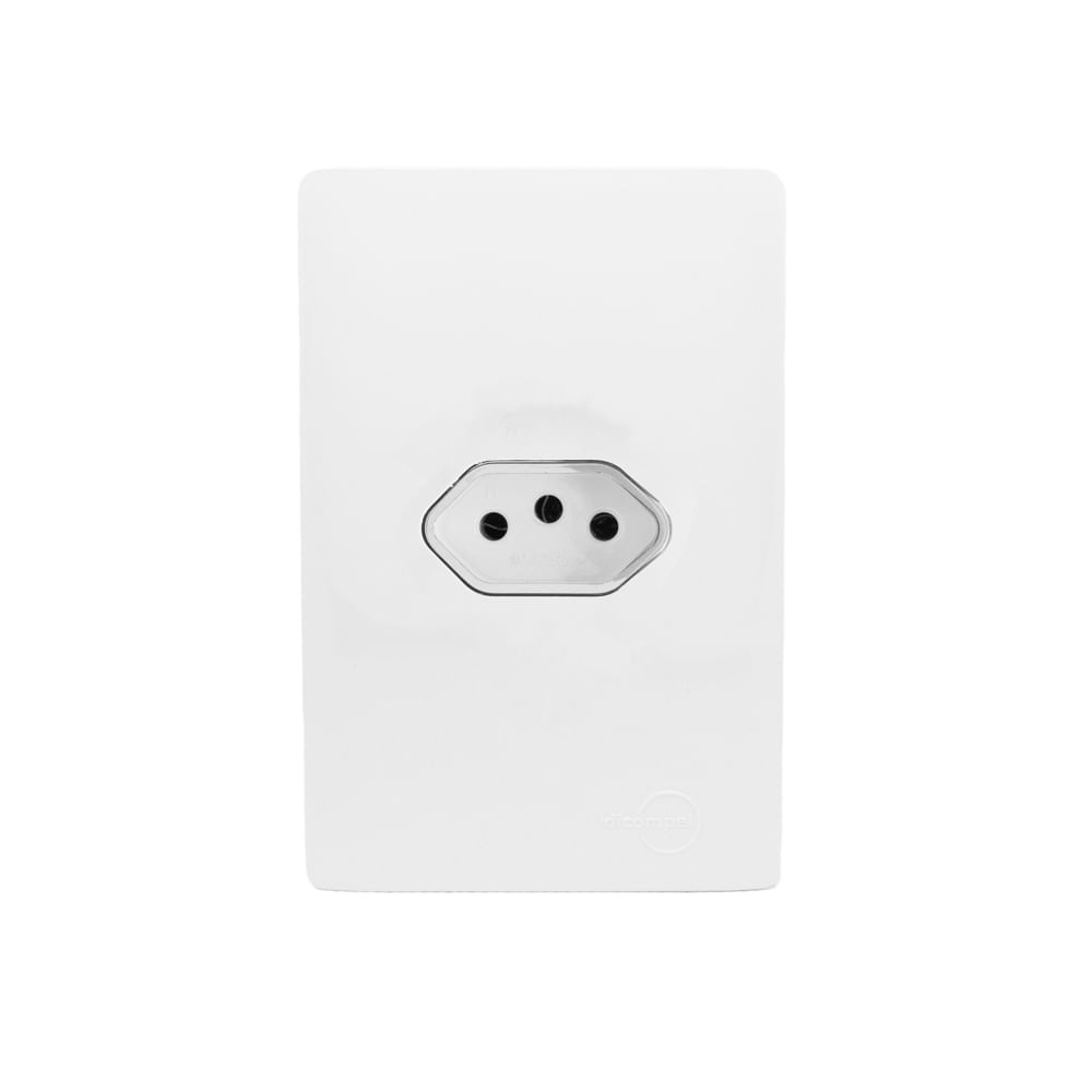 Conjunto 4X2 Tomada 10A Horizontal Branco Cromado Novara Dicompel