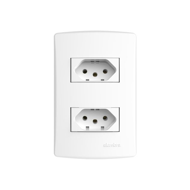 Conjunto 2 Tomadas 2P T 10A 250V~ Com Placa Linha Bianco Pró 4x2 Branco Alumbra