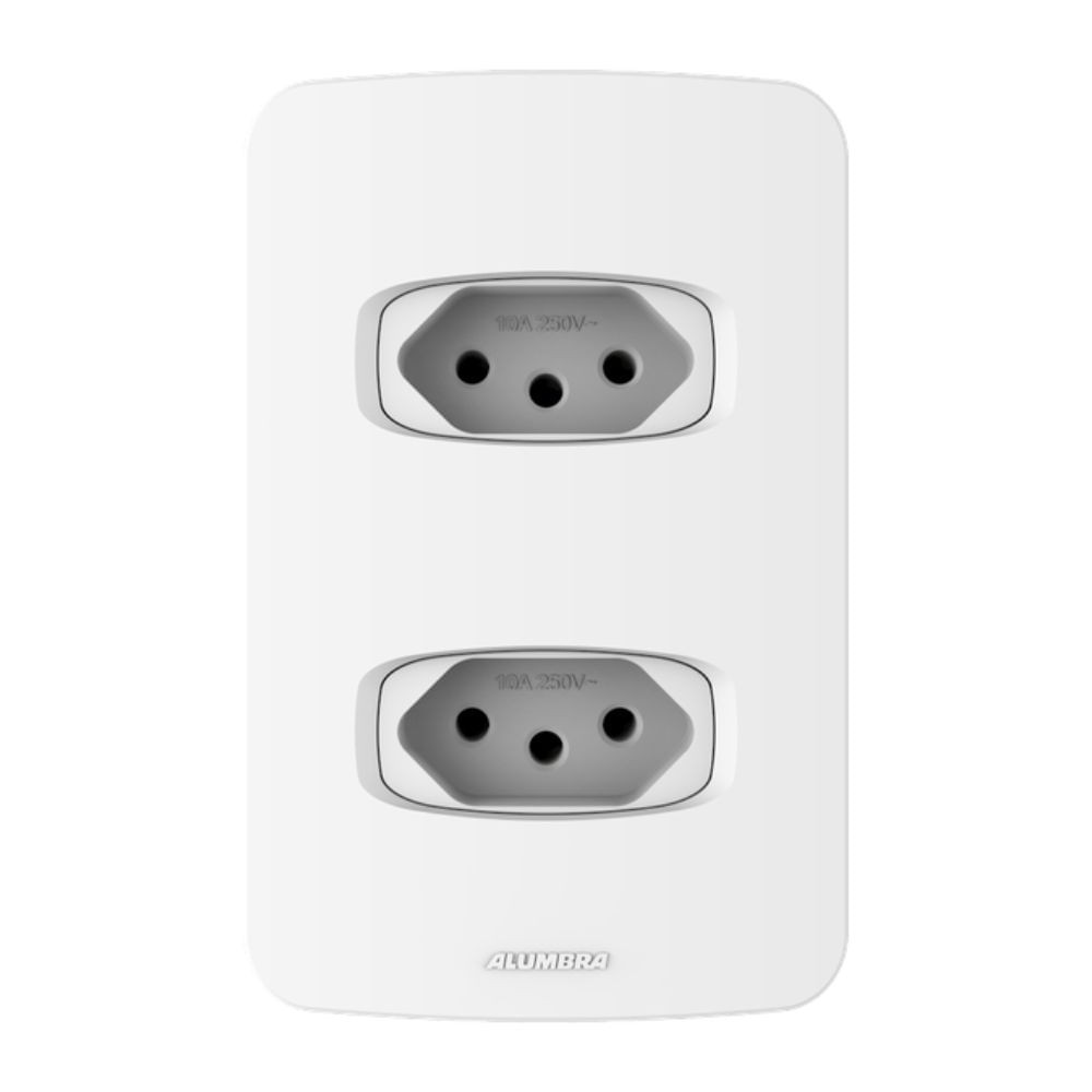 Conjunto 2 Tomada 10A 250V~ 4x2 Linha Gracia Branco Alumbra