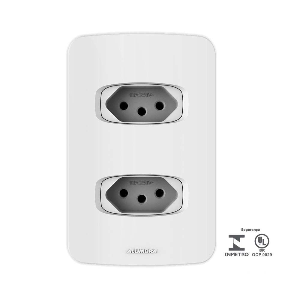 Conjunto 2 Tomada 20A 250V~ 4x2 Linha Gracia Branco Alumbra