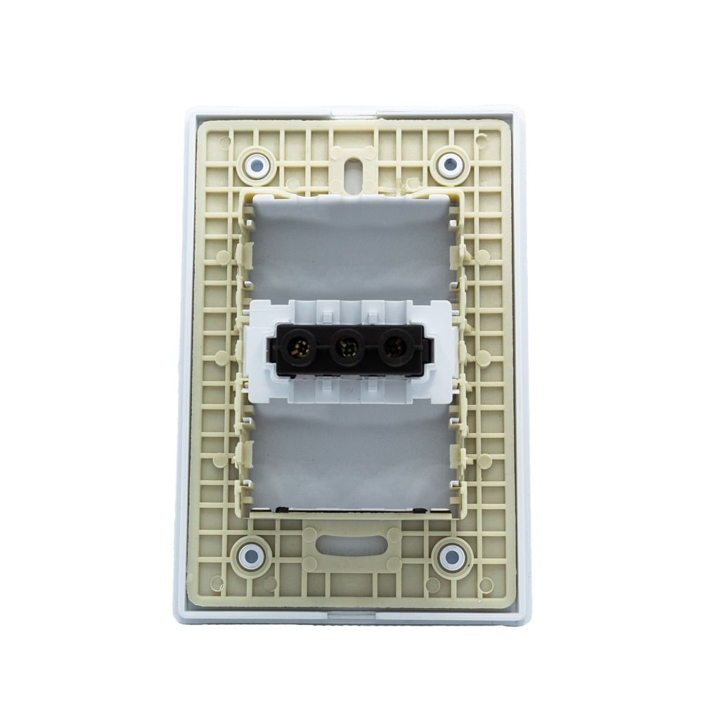 Conjunto 4X2 Interruptor Simples Horizontal Branco Cromado Novara Dicompel