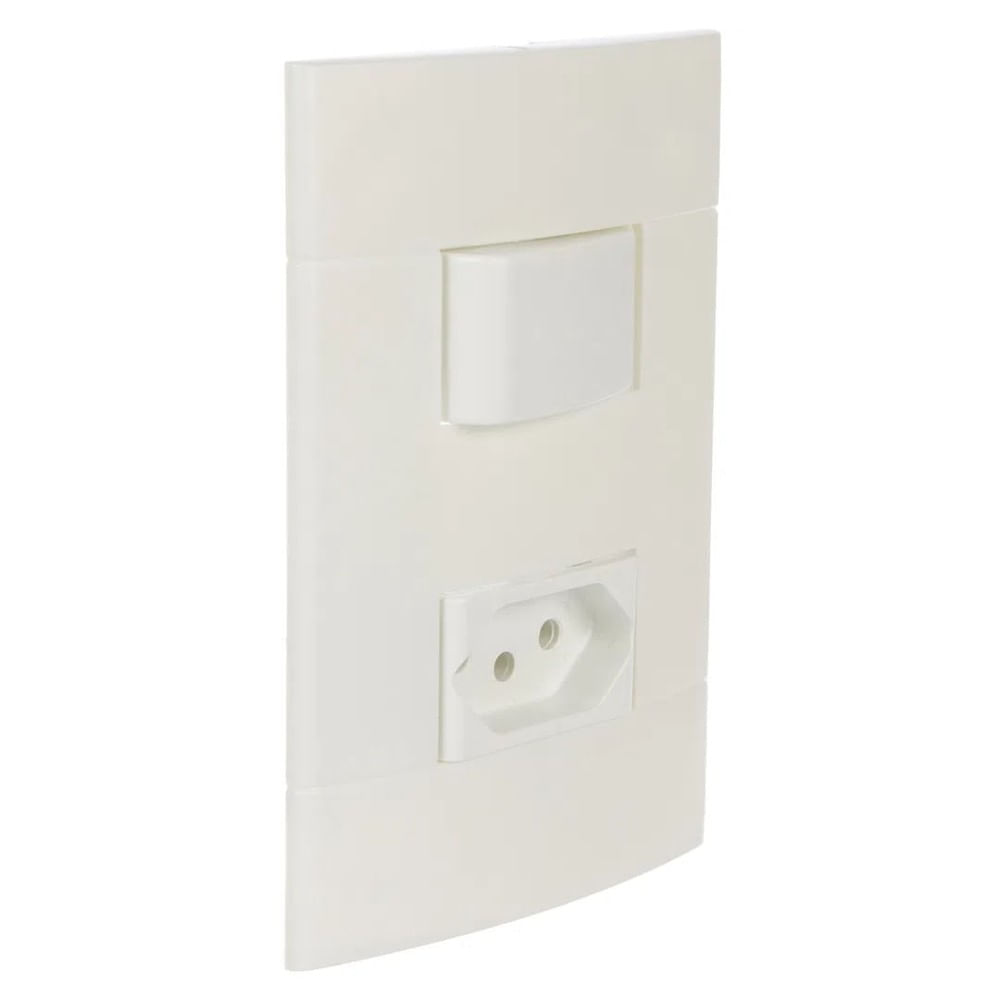 Conjunto 1 Interruptor Simples Com 1 Tomada 2p T 10a 250 Br Lunare Schneider