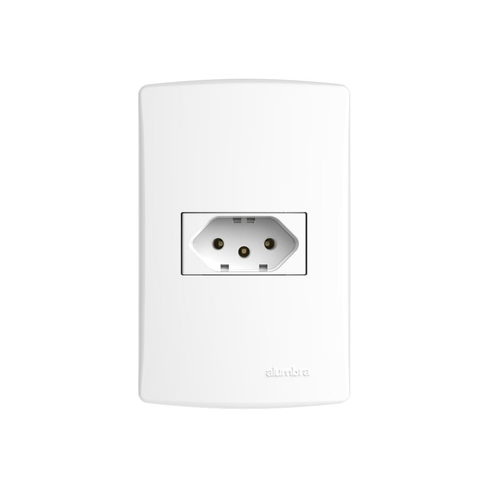 Conjunto 1 Tomada 2P T 10A 250V~ Com Placa Linha Bianco Pró 4x2 Branco Alumbra