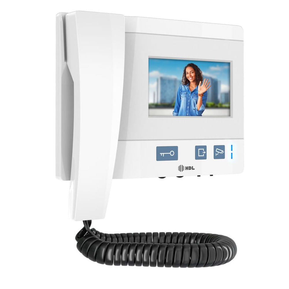 Kit Porteiro Eletônico Residencial Video Class Tela 4,3" Branco Hdl