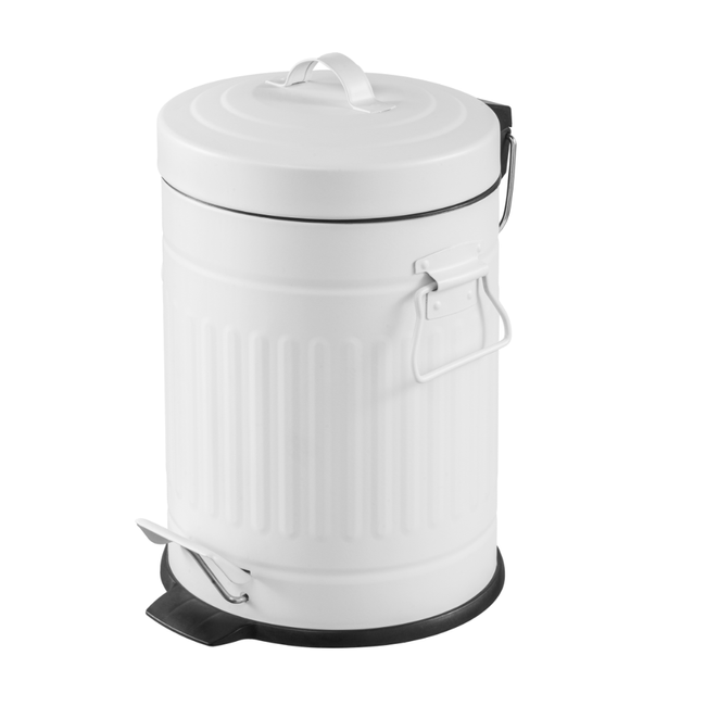 Lixeira Redonda Com Pedal Branca Retro 5L Marca Coisas  Coisinhas -3-