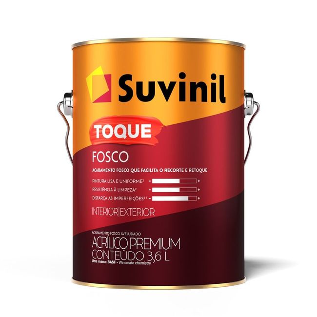Tinta Acrílica Premium Toque Fosco Interior e Exterior Branco Gelo 3,6l Suvinil
