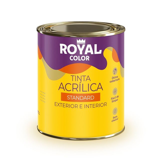 Tinta Acrílica Standard Interior e Exterior Branco Acetinado 800ml Royal Color