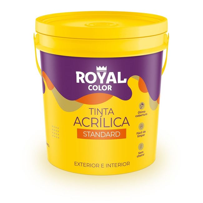 Tinta Acrílica Standard Interior e Exterior Branco Acetinado 16l Royal Color