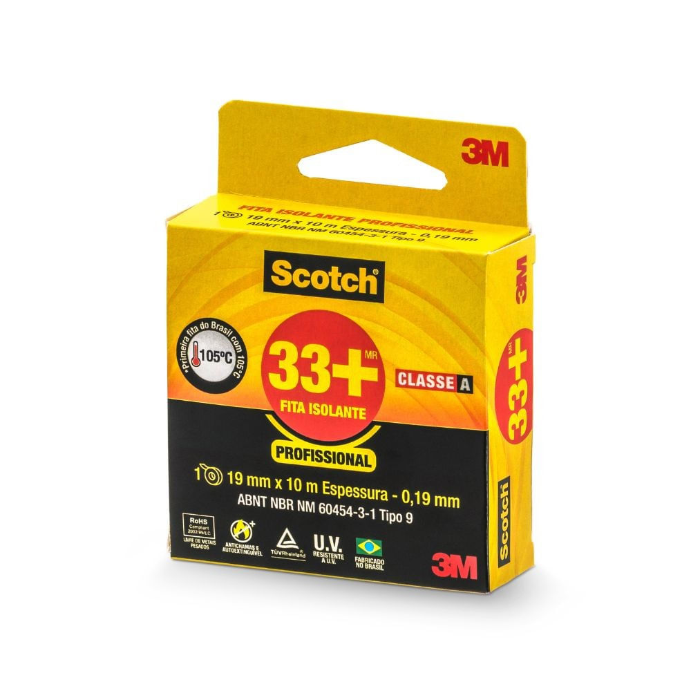 Fita Isolante  19mmx10m  Scotch™ 33   preto  3M™