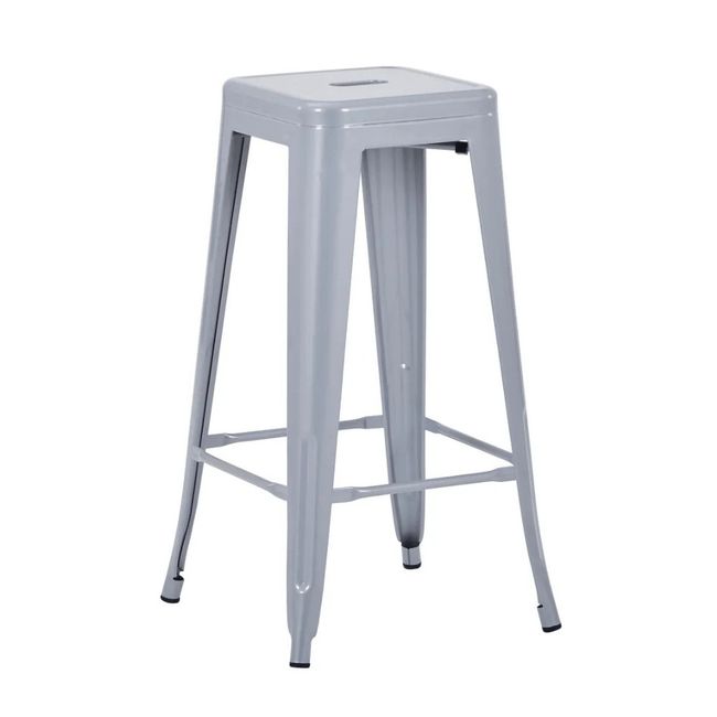 Banqueta Alta Industrial Tolix Aço Cinza 76cm Cozinha Bar Coisas e Coisinhas