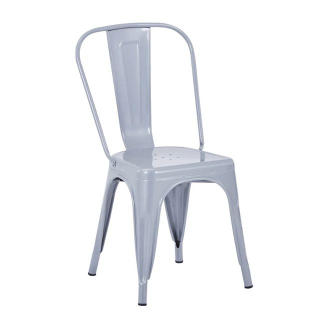 Cadeira de Jantar Industrial Tolix Aço Cinza 85cm Coisas e Coisinhas