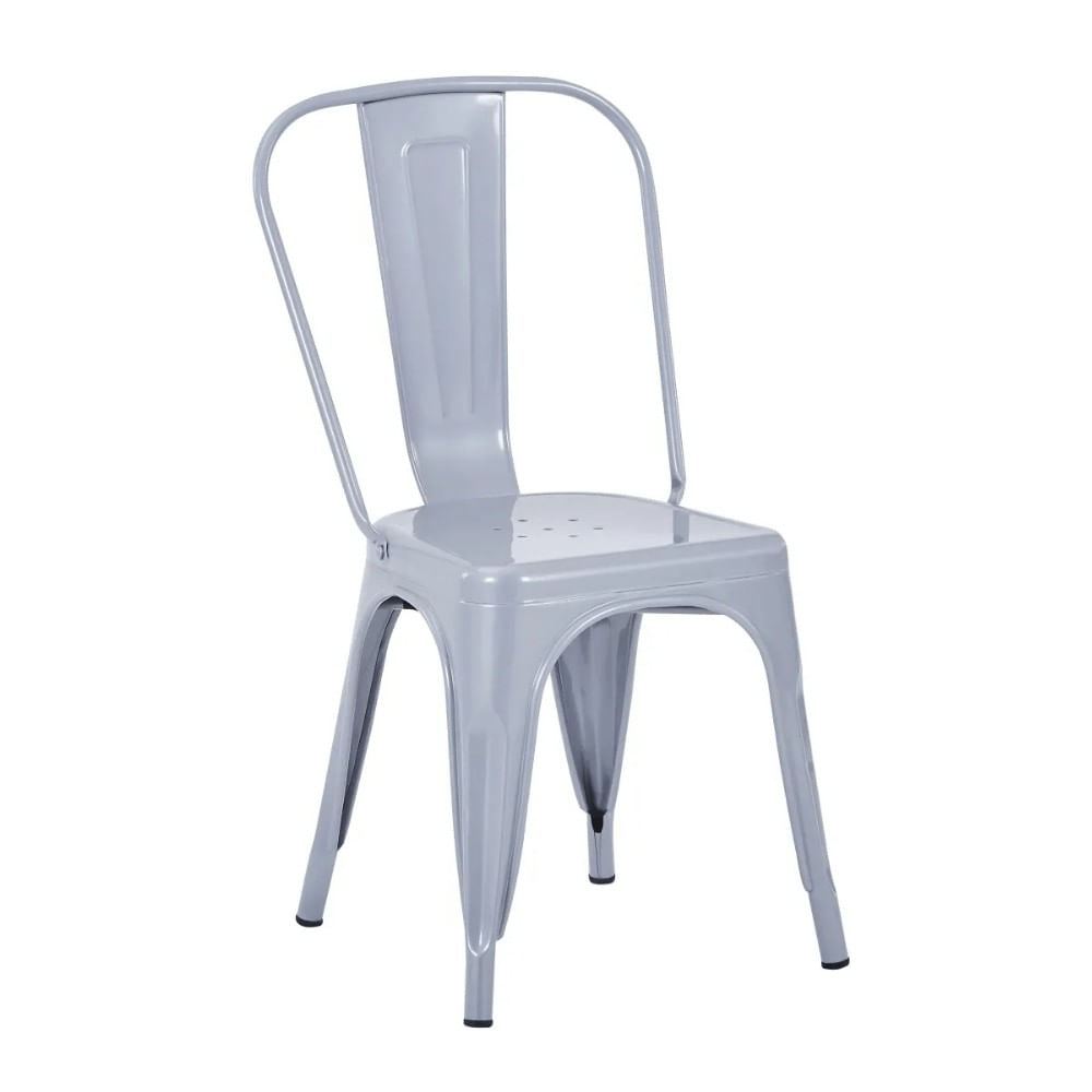 Kit 6 Cadeiras de Jantar Industrial Tolix Aço Cinza 85cm Coisas e Coisinhas