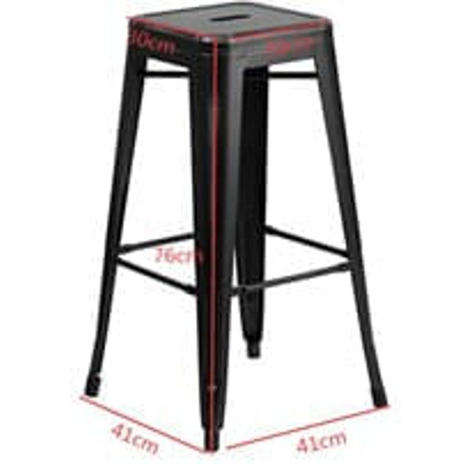 Banqueta Alta Industrial Tolix Aço Preto 76cm Cozinha Bar Coisas e Coisinhas