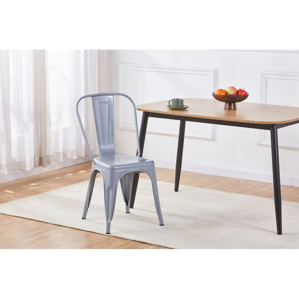 Cadeira de Jantar Industrial Tolix Aço Cinza 85cm Coisas e Coisinhas
