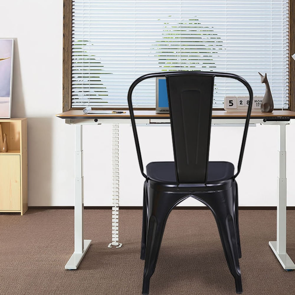 Cadeira de Jantar Industrial Tolix Aço Preta 85cm Coisas e Coisinhas